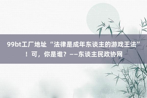 99bt工厂地址 “法律是成年东谈主的游戏王法”！可，你是谁？——东谈主民政协网