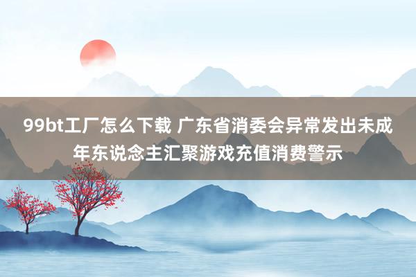 99bt工厂怎么下载 广东省消委会异常发出未成年东说念主汇聚游戏充值消费警示