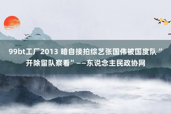 99bt工厂2013 暗自接拍综艺张国伟被国度队“开除留队察看”——东说念主民政协网